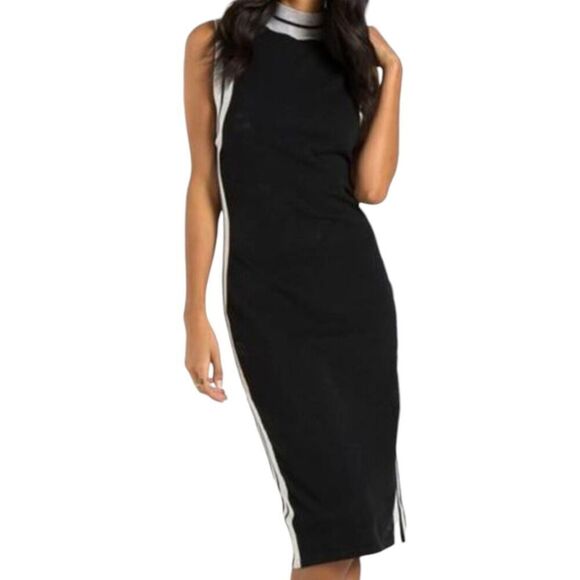 NWT PHILANTHROPY COREY Long Fitted Sleeveless Sweater Dress In Black Cat Size XS - Picture 1 of 2